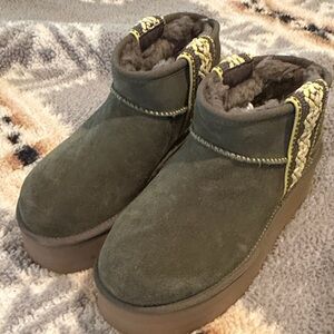 UGG Green and Yellow Platform Shoes